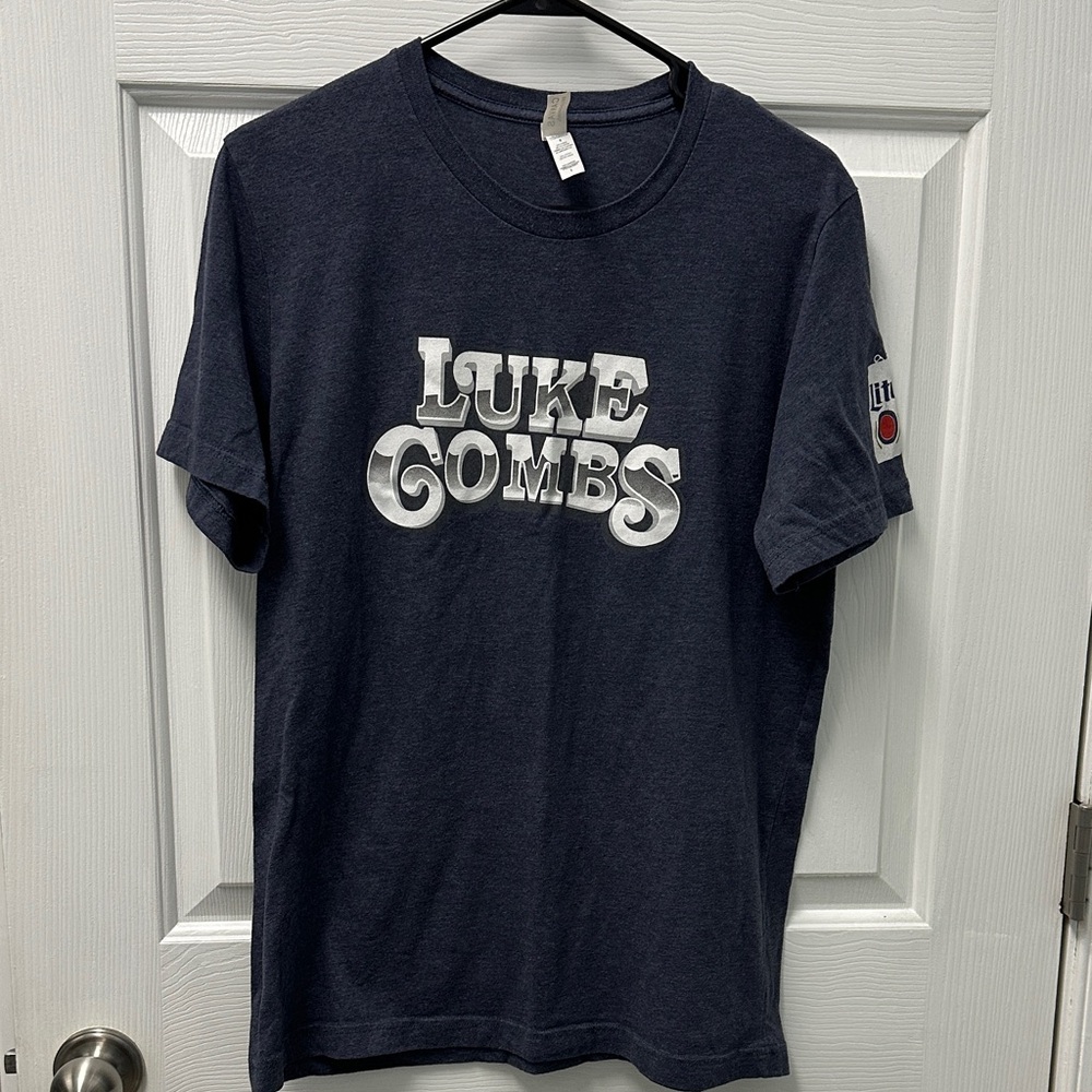 Bella Canvas Blue Gray Luke Combs Graphic Tee with‎ Can Logo